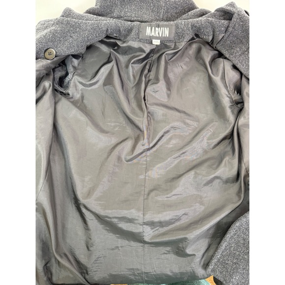 Marvin Richard's Pea Coat Womens Medium Wool Blend Belted Hooded Double Breasted - Picture 9 of 11